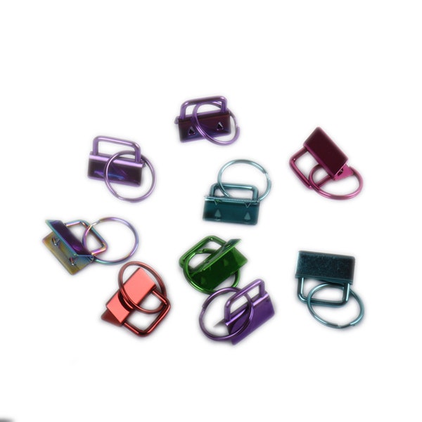 10pcs 3/4"  1"  1 1/4" Key Fob Hardware, Fob Wristlet Hardware with Key Ring With different Color