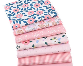 7 Stück Baumwollstoff Rosa Floral Serie Köper Baumwollstoff Patchwork Tuch DIY Baby Kind Nähen Quilten Fat Quarters Material