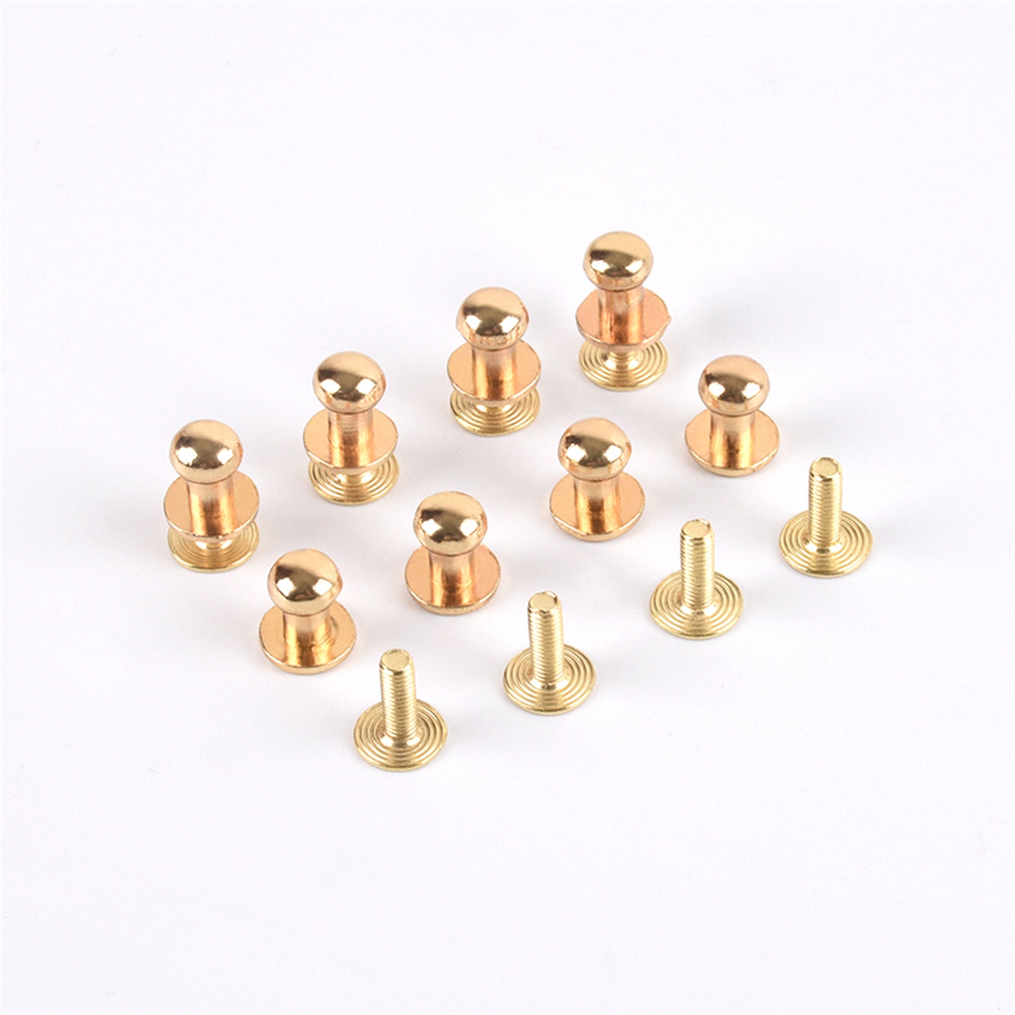 10MM Brass Chicago Screw for Leather, 3/8 Brass Screw Rivets, Leather Craft  Screws, Flat Screws Leatherworking Screws 