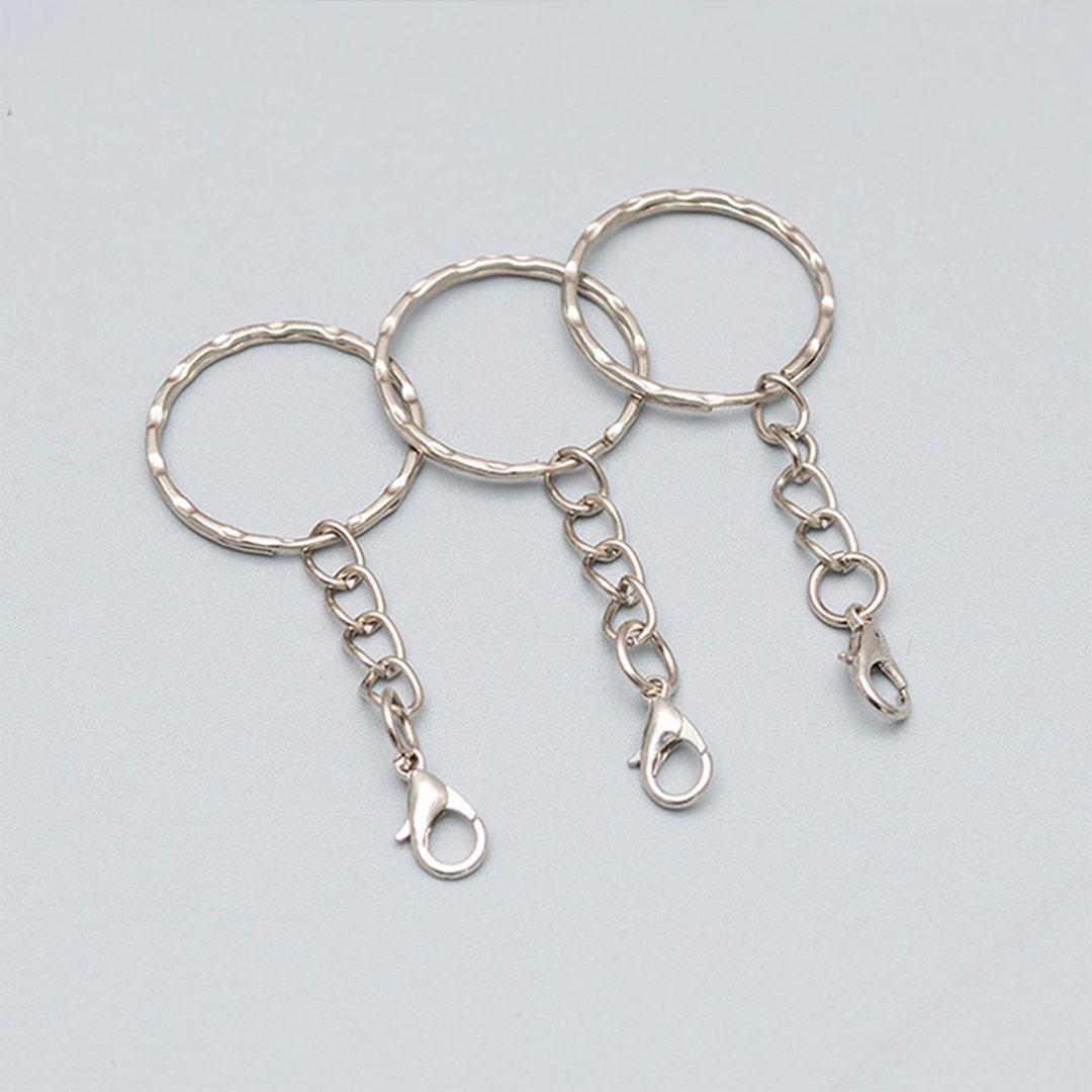 100 Piece D Hook Keychain Hardware With Jump Rings, Metal Split Key Ring  Clips With Chain For Craft