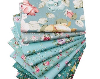 Cotton twill Floral Fabric DIY hand patchwork Group 8 pieces of pure cotton printed fabric