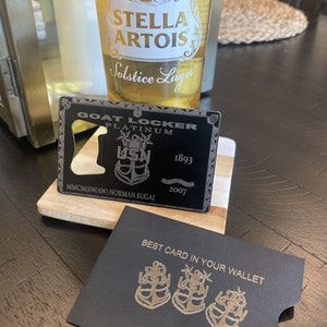 Personalized credit card size bottle opener, Navy Chiefs bottle opener, Master Chief, Senior Chief, Chief, Navy gift, Khaki Balls.