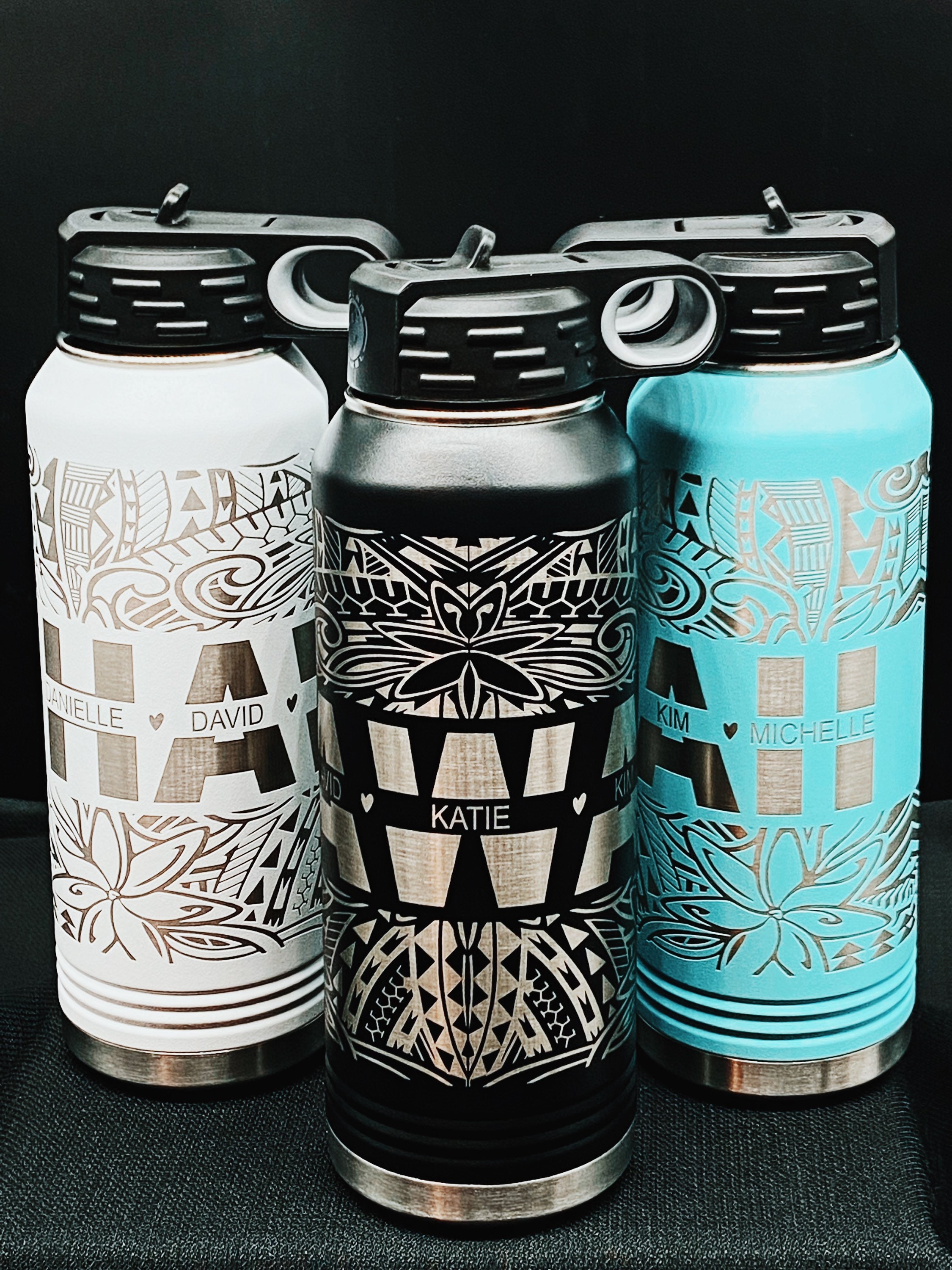 Monochrome Tribal Print - Neutral Stainless Steel Wide Mouth Water Bottle