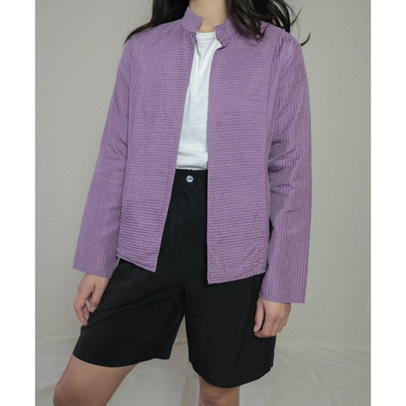 Eileen Fisher Lavender Mandarin collar Silk Jacket
