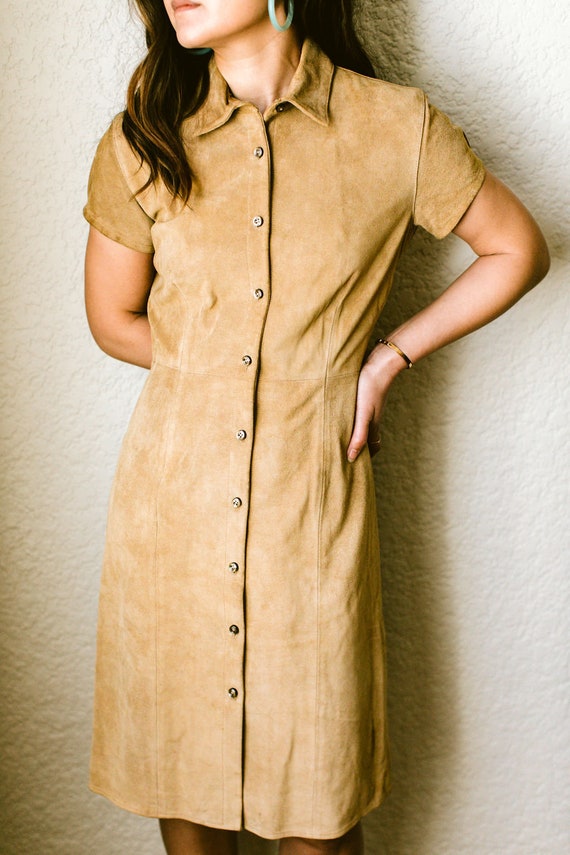 Suede Babydoll dress / minimal vintage / boho