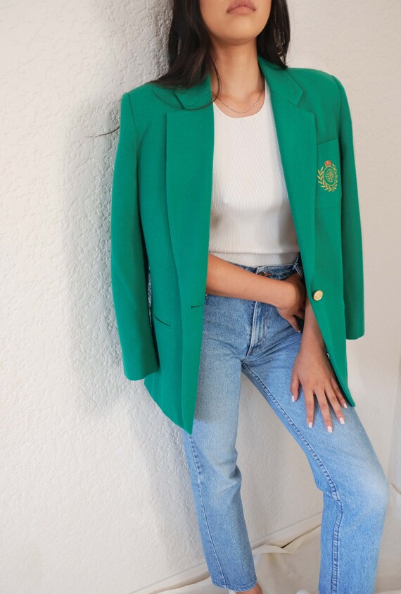 Vintage Wool Emblemed Blazer / minimal vintage