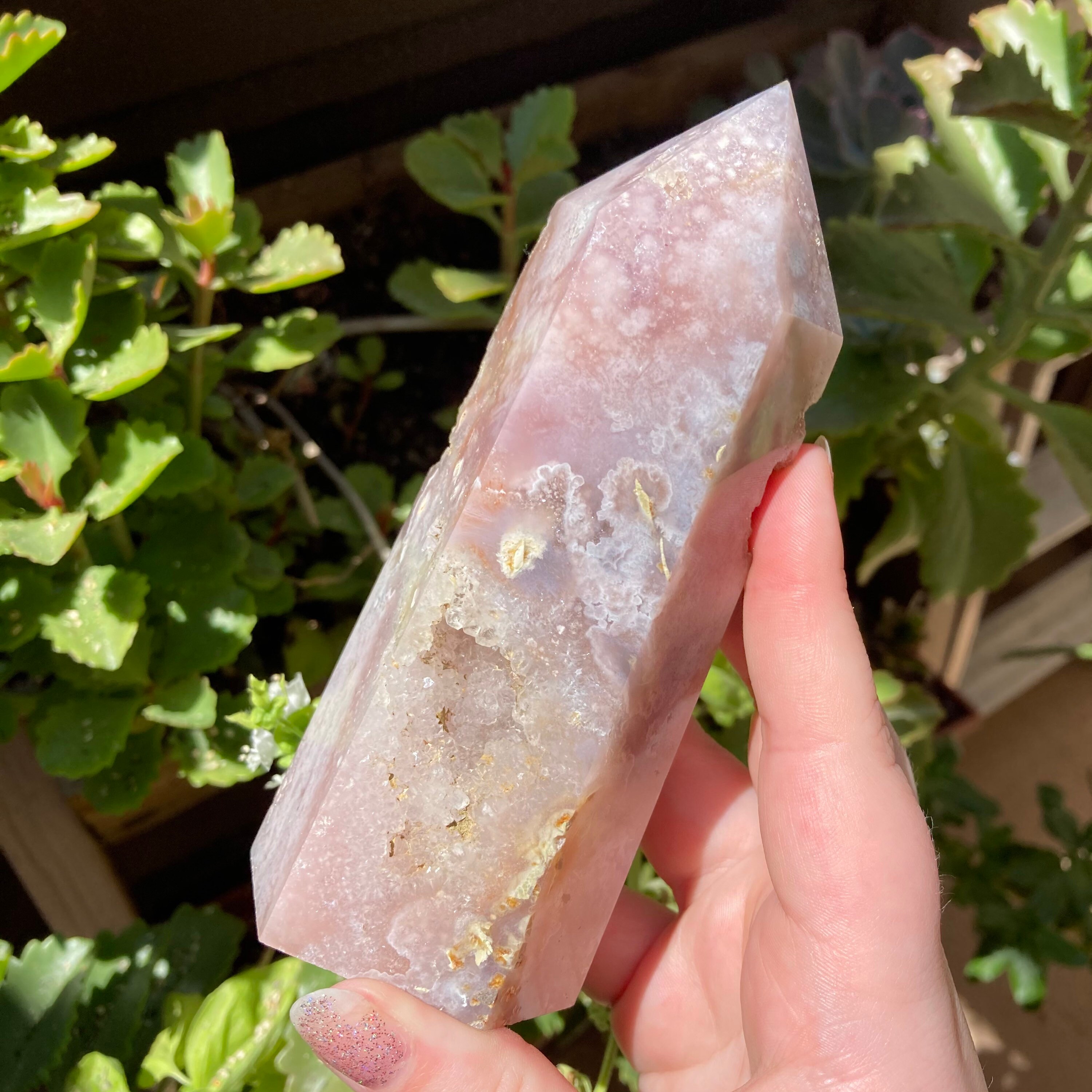 Large Pink Druzy Flower Agate Tower | Etsy