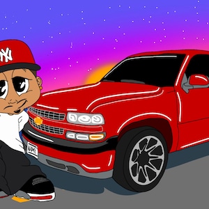 custom car guy/girl portrait | car portrait | car girl | car guy | commission | gift | valentines | birthday | Aniversary |