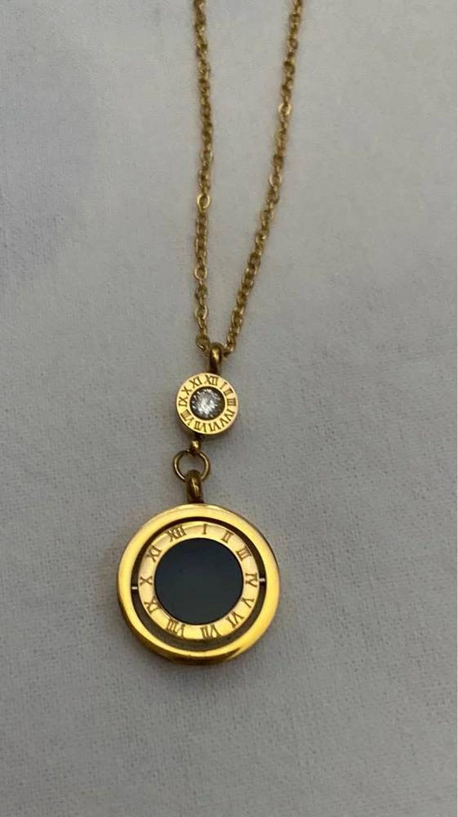 Double Circle Necklace Roman Numeral Pendant Necklaces Rose | Etsy