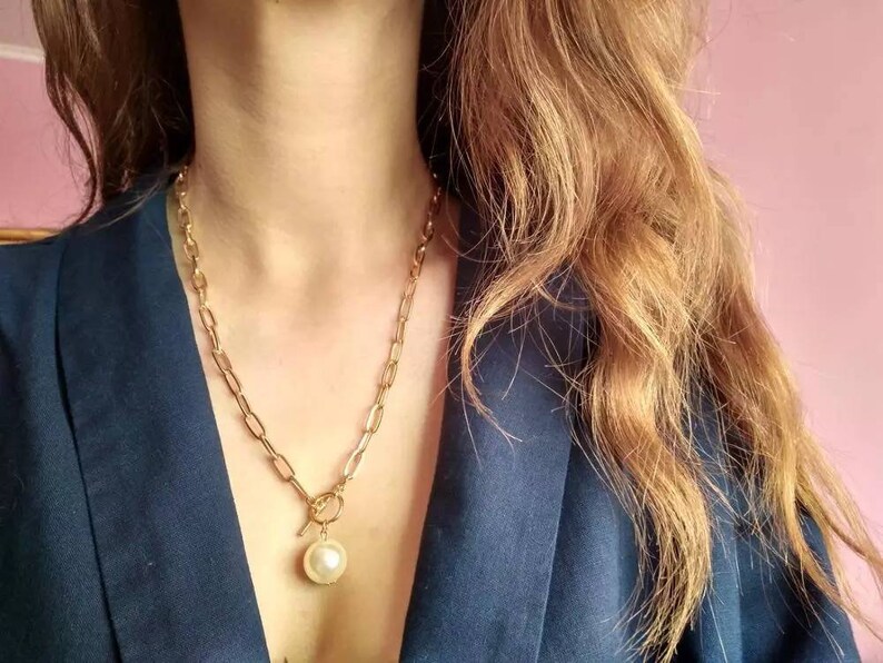 Gothic Baroque Pearl Coin Pendant Choker Necklace for Women Wedding Punk Bead Lariat Gold Color Long Chain Necklace Gift Christmas gift