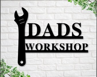 Grandpa's Workshop Sign, Crescent Wrench & Hammer art, Gift for Grandpa, Woodworker Sign, Custom Workshop Sign, Grandpa Gift, Workshop Sign
