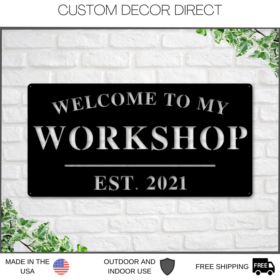 Workshop Sign, Workshop Decor, Personalized Workshop Sign, Gift for Dad ...