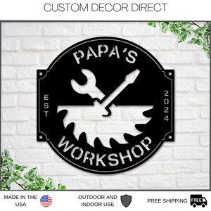 Personalized Workshop Sign: Custom Laser Cut Steel Garage Decor