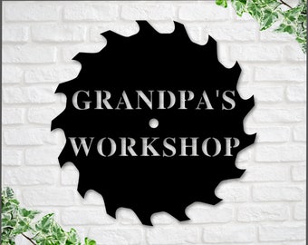 Grandpa's Workshop Sign, Crescent Wrench & Hammer art, Gift for Grandpa, Woodworker Sign, Custom Workshop Sign, Grandpa Gift, Workshop Sign