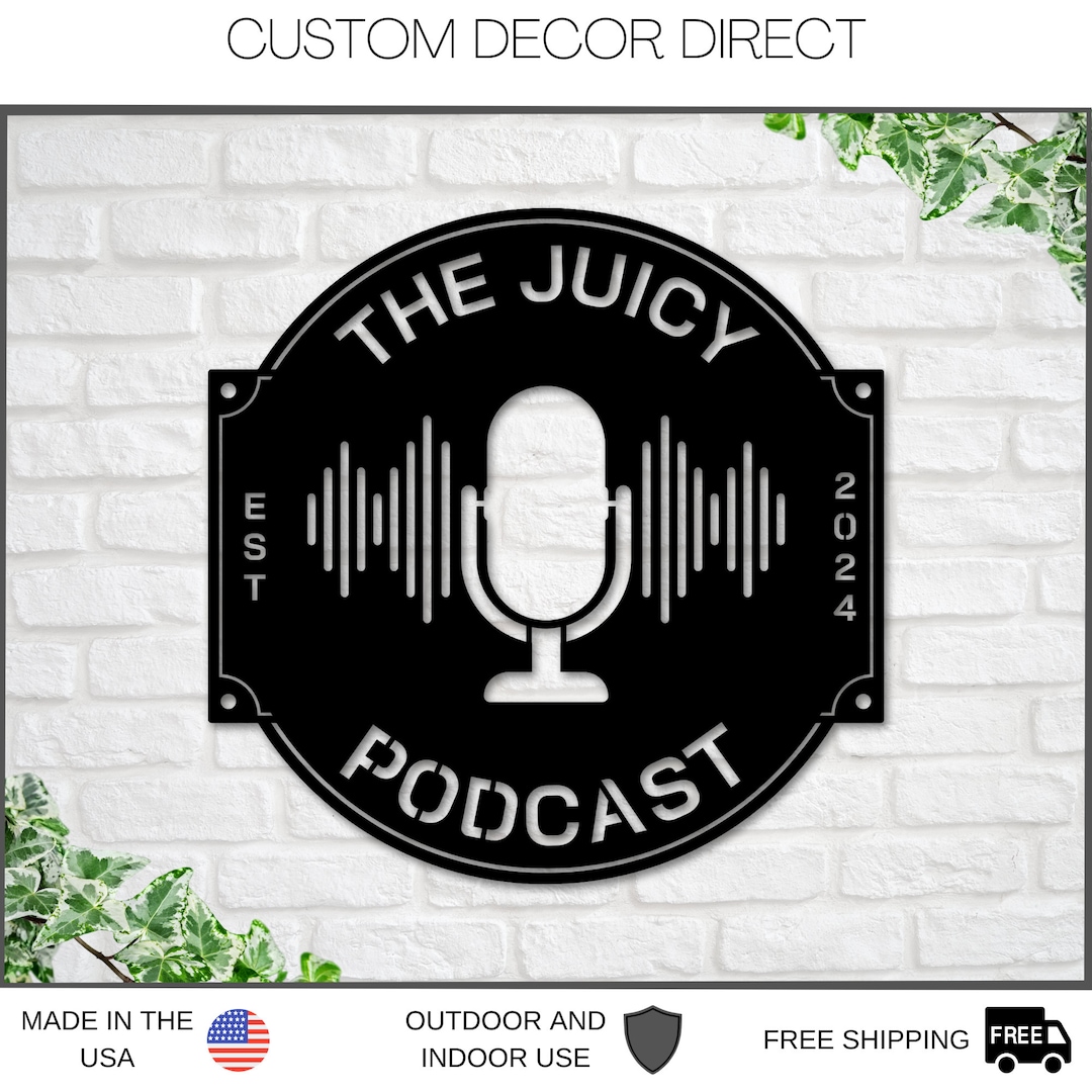 Podcast Studio Sign, Podcast Room Sign, Podcast Logo, Metal Sign ...