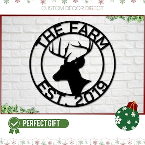 Christmas Gift, Ranch sign, Farm sign, Hunting sign, Deer Head Sign, Metal deer sign, Antler Decor, Deer Camp Sign, Last name Sign, Gift