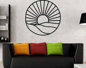 Sun rays Mountain Metal Wall Art, Home Decor, Sun Wall Decor, Sunrise Wall Art, İnterior Design, Housewarming Gift, Gift for Mom, Farmhouse