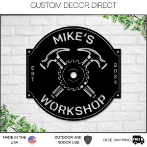 Custom Workshop Sign: Personalized Laser Cut Steel Garage Decor