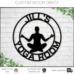 Custom Yoga Metal Sign, Personalized Yoga Sign, Yoga Studio Decor, Gift for Yogi, Yoga Room Name Sign, Mothers Day Gift, Gift for Her