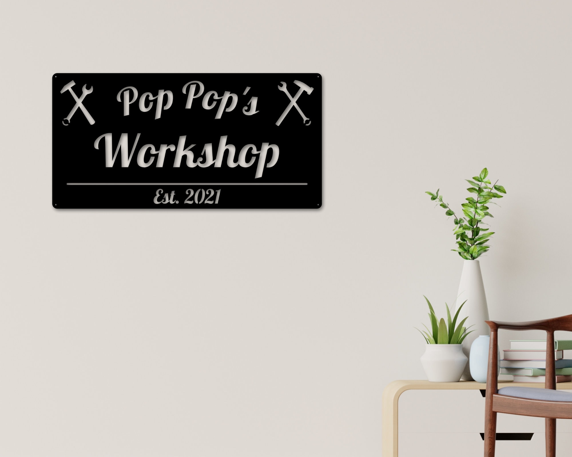 Pop Daddy Signs Fathers Day Personalized Sign, Pop Pop's Workshop Sign, Crescent Wrench ...