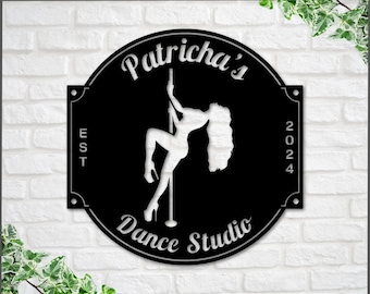 Personalized Pole Dancer Metal Sign: Custom Dance Studio Decor