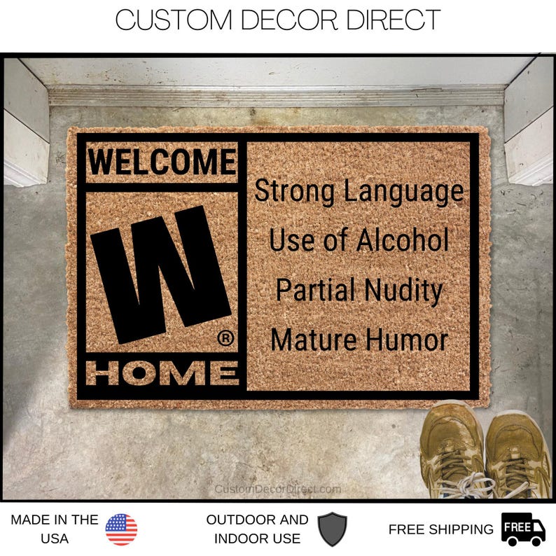 M Rated Doormat: Gamer Welcome Mat (Coir, Non-Slip, Indoor Outdoor) image 1