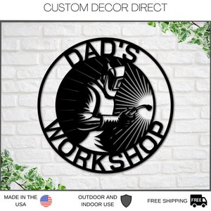 Grandpa&#39;s Workshop Sign, Crescent Wrench & Hammer art, Gift for Grandpa, Woodworker Sign, Custom Workshop Sign, Grandpa Gift, Workshop Sign