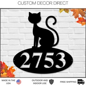 Halloween House Number Sign, Custom Halloween Address Sign, Black Cat Address Sign, Outdoor House Number