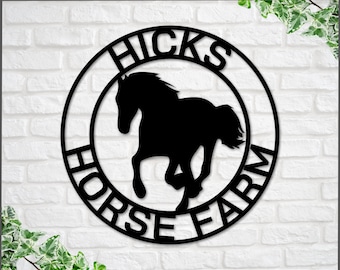 Personalized Horse Metal Sign, Horseshoe Art, Western Decor, Initial Metal Sign, Housewarming Gift, Metal Wall Art, Metal Wall Decor, Sign