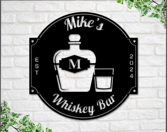 Personalized Whiskey Bar Metal Sign: Custom Home Bar Decor