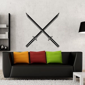 Samurai Sword Wall Art, Sword Metal Decor, Metal Wall Art, Samurai Decor, Gift for Boyfriend, Wall Decor Ideas, Samurai Sword Art, Japanese