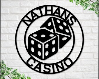 Casino Sign, Gambling Sign, Poker Sign, Dice Sign, Dice Wall art, Metal Casino Sign, Bar Sign, Man Cave Sign, Las Vegas Sign, Game room Sign