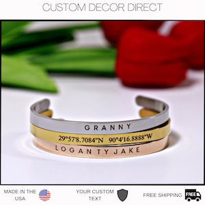 PersonalizedCuff Bracelet, Name Jewelry, Custom Text, Customized Cuff, Bracelet, Gift for Mom Gf, Engraved Cuff, Personalized Christmas Gift