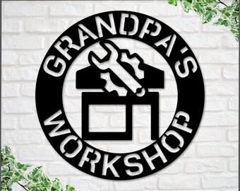 Personalized Fathers day Gift, Grandpa's Workshop Sign, Crescent Wrench & Hammer, Gift for Grandpa, Paw Paw, Grandpa Gift, Gift for Paw Paw