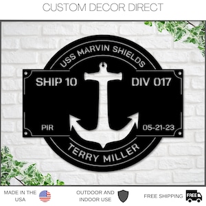 Navy Graduation gift, Personalize Navy Anchor Sign, PIR Sign, Boot camp Graduation, Metal Sign, Military Branch Sign, Pass In Review, USN