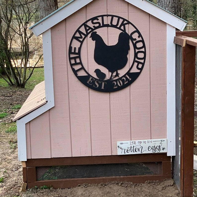 Personalized Girl & Chicken Metal Sign - Gift Idea For Chicken Lovers - Up to 9 Chickens - Fluffy Butt Hut main image 0