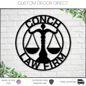 Custom Law Firm Metal Sign, Personalized Lawyer Sign, Lawyer Gift, Attorney Metal Sign, Law Student Gift, Judge Gift, Lawyer Office Decor