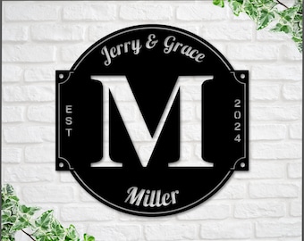 Personalized Family Name Metal Sign, Last Name Sign, Initial, Metal Monogram, Door Hanger, Housewarming Gift, Wedding Monogram, Anniversary