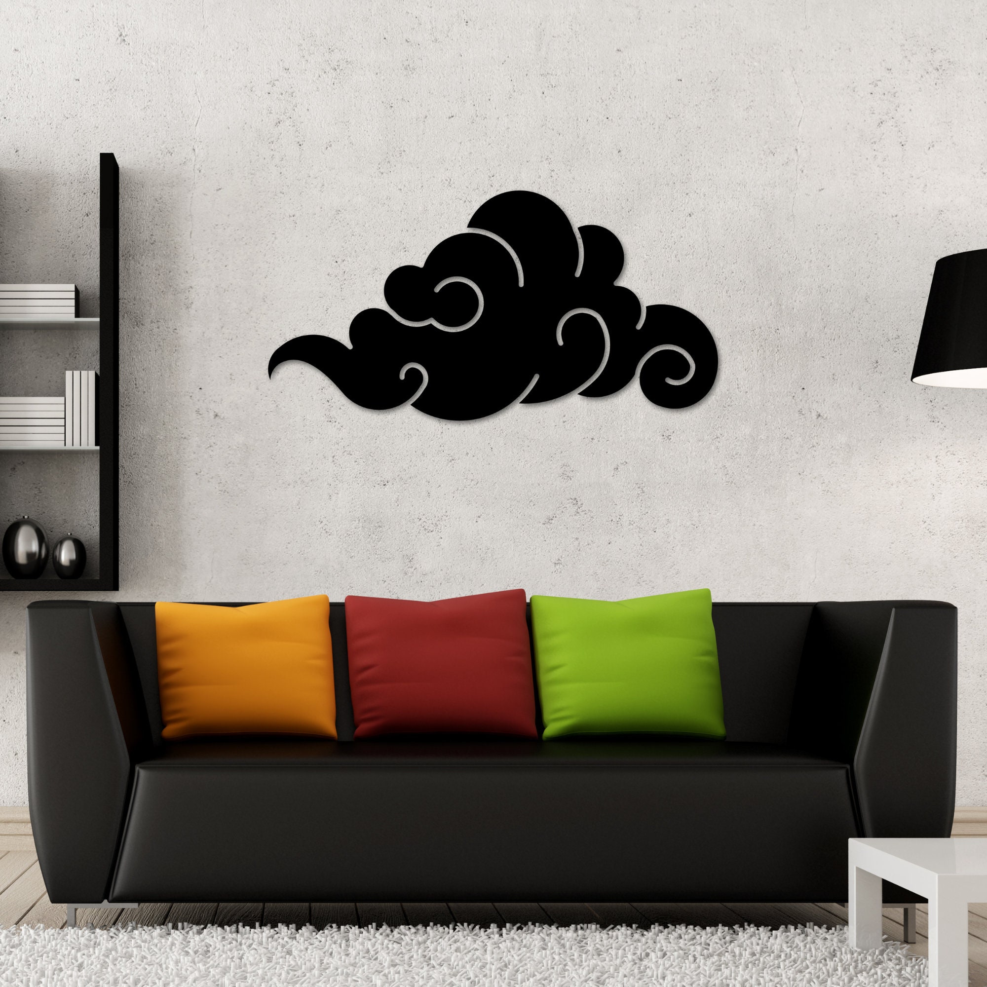 Anime Cloud Wall Decor: Japanese Art, Powder-Coated Steel