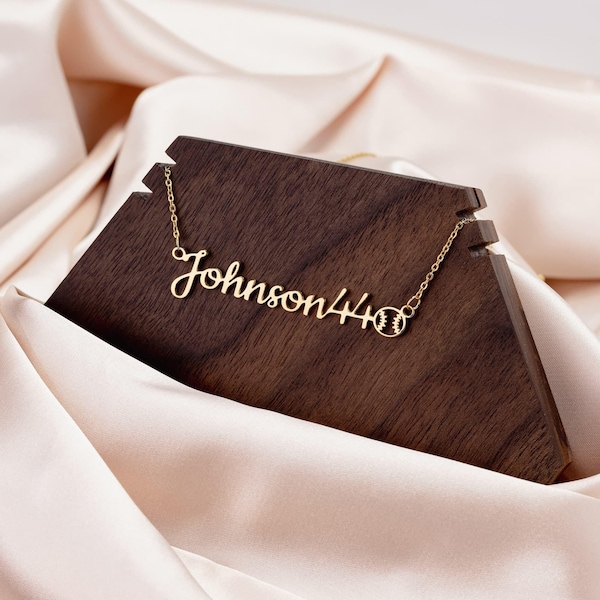 Personalized Baseball Necklace: Custom Name, Jersey Number Charm