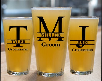 Personalized Pint Glass, Beer Pint Glass, Custom Pint Glass, Groomsman Pint Glass, Groomsman Gifts, Printed Pint Glass, Custom Beer Glass