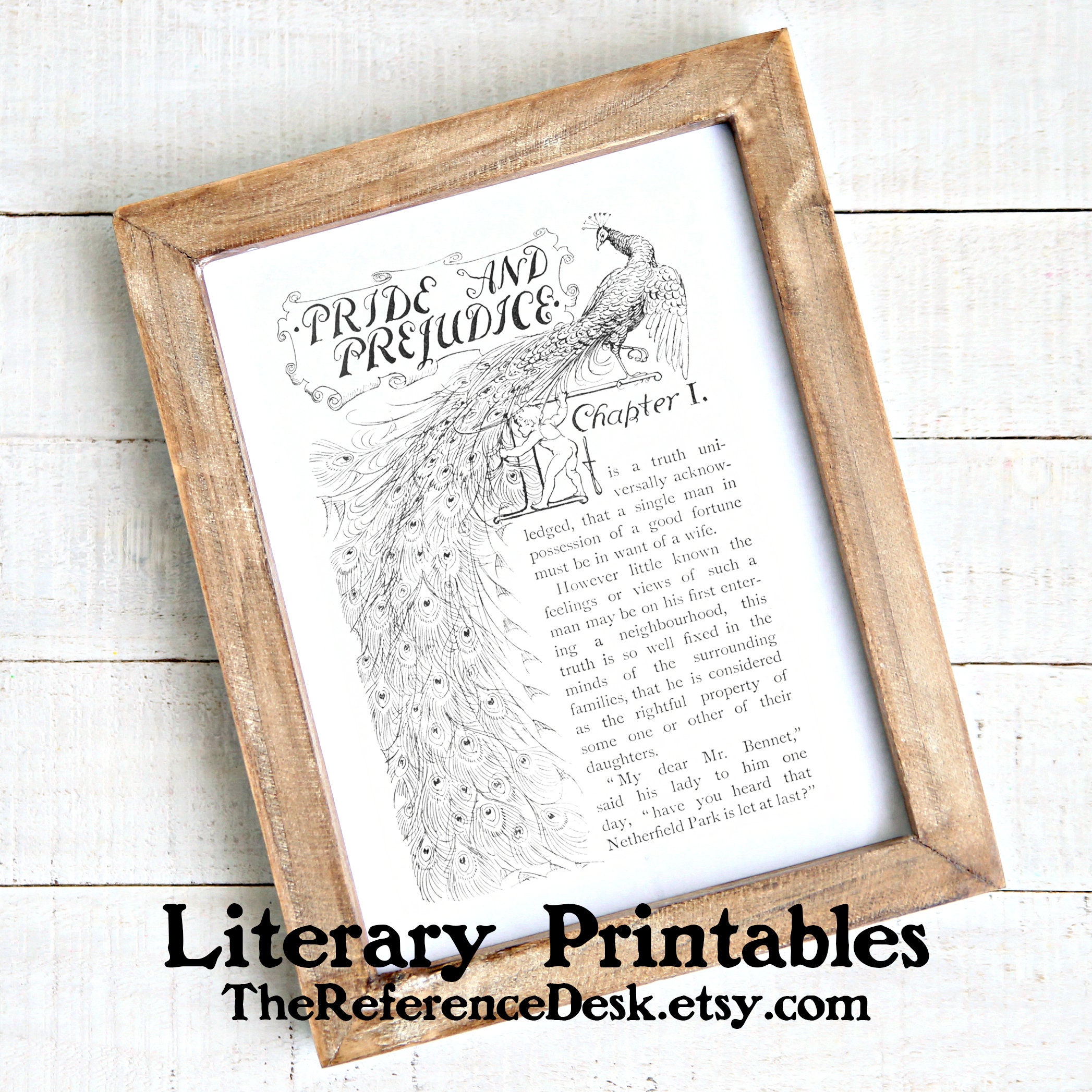 Pride and Prejudice Illustrated First Page Printable, Jane Austen Art ...