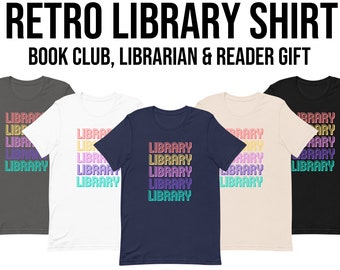 Retro-Regenbogen-Bibliotheks-T-Shirt, Geschenk für Bibliothekare