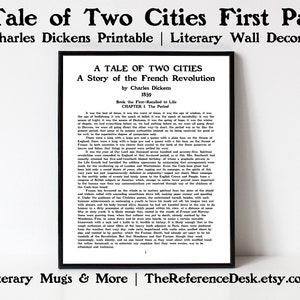 A Tale of Two Cities First Page Printable, Charles Dickens Digital Art, British Literature Gift, Classroom Decoration, Literary Wall Decor