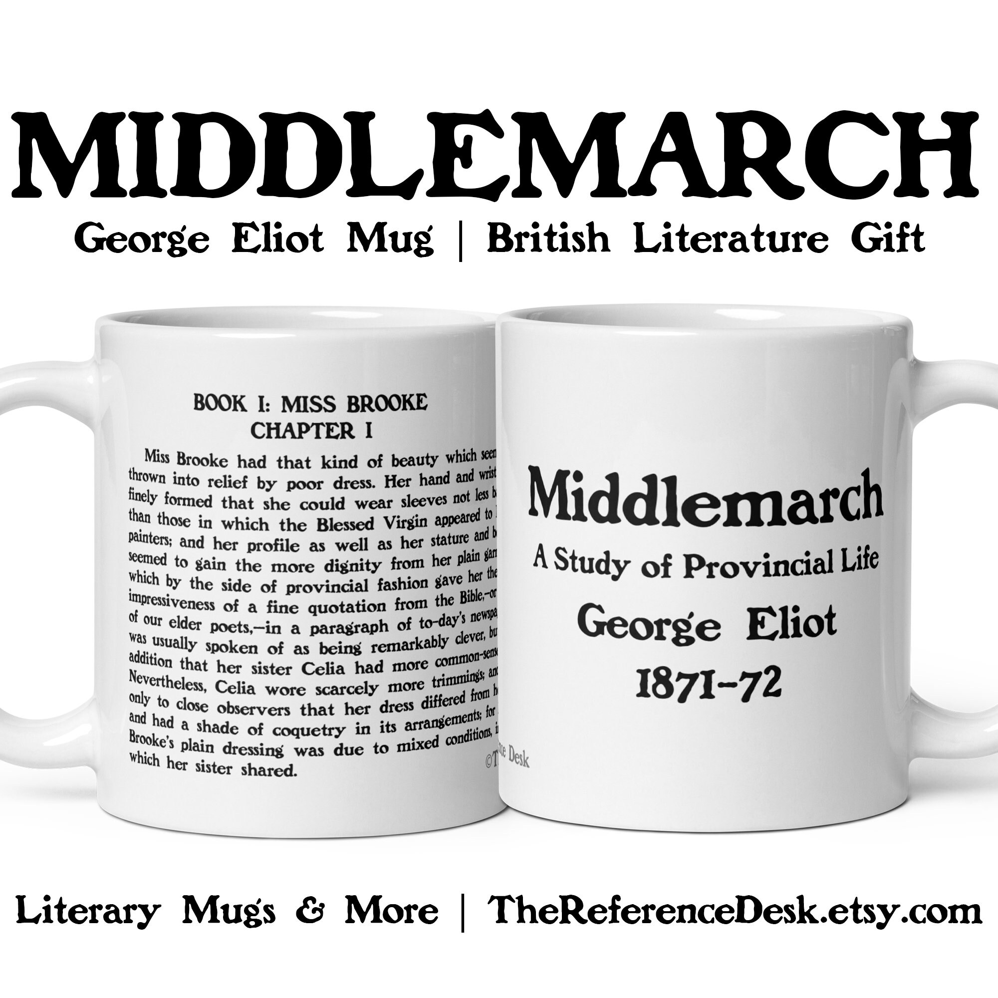 Middlemarch Mug, George Eliot Gift, British Literature, Realist Fiction Novel, Women Writer Gift, Reader Mug, English Literary Gift