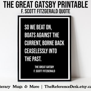 The Great Gatsby Printable Quote, Fitzgerald Gift, "So we beat on", Reader Gift, Book Quote Wall Decor, Literature Art Gift, Birthday Gift