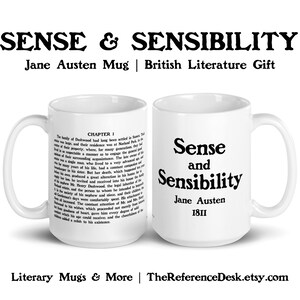 Sense and Sensibility Quote Mug, Jane Austen Gift, Romance Novel Mug, Book Reader, English Teacher Mug, Literary Gift, British Literature