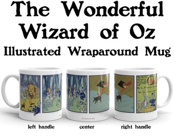 La maravillosa taza del mago de Oz, W. W. Denslow Ilustraciones en color, Dorothy Toto Taza del espantapájaros del hombre de hojalata, regalo del mago de Oz, taza de libros para niños