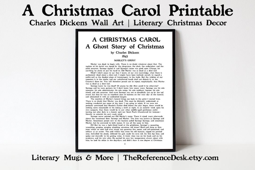 A Christmas Carol First Page Printable, Charles Dickens Art, British ...