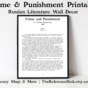 Crime and Punishment First Page Printable, Fyodor Dostoevsky Art, Russian Literature Gift, Book Wall Hanging, Literary Classroom Wall Decor